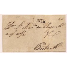 1825-Carta circulada de Rio Grande a Porto Alegre com carimbo "Norte" e porte de 40Rs