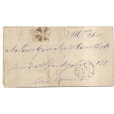 1883-Carta com 100Rs D.Pedro fundo unido,RHM 58, para o Rio com cbo "S.S.do Alto"