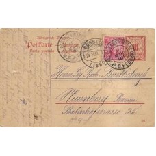 1911- Bilhete postal de resposta da Baviera com  Próceres de 100Rs  circulado p/ a Alemanha