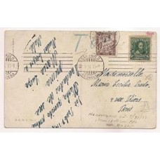 1914-B.Postal para a França com 50Rs Proceres e taxado em 10 centimes com selo francês