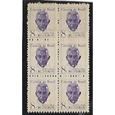 519-Severino Neiva, bloco de 6 selos , com emenda de bobina