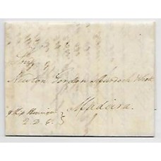 1814-Carta da Bahia para a Madeira sem marcas postais,  levada em mãos por navio mercante