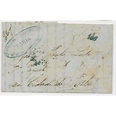 1855-Carta para o Porto c/cbo "Companhia de Paquetes a Vapor Luso-Brasileira-Bahia" em azul