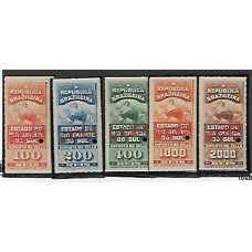 Imposto do Selo-016 e 018/21-  5 selos com sobrecarga Specimen