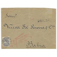 1897-Envelope para a Bahia sem porte na origem  , taxado com selo de  200Rs  denteado 13.