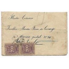 1898-Env. p/ S.Paulo s/ porte pago na origem , taxado com par de 200Rs violeta escuro, dent. 11