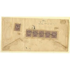 1899-Envelope de Uberaba para a Cidade de Minas ,taxada em 1200Rs com 6 selos de 200Rs