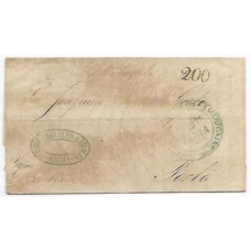 1857-Carta para o Porto ,cbo "Compagnie Franco-Americaine-Bahia", porte de 200Rs