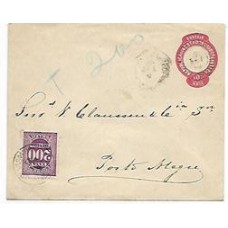 1895-Envelope de 100Rs (EN-39) para Porto Alegre taxado em 200Rs com selo ABN violeta