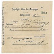 Recibo de telegrama passado em 1888 do Rio de Janeiro para Petropolis, taxa de 1200Rs