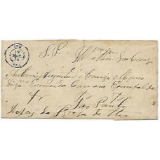 1875-Carta do Serviço Publico Eclesiastico para S.Paulo, isenta de porte, cbo  "Itú" tipo francês