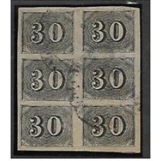 13-30Rs vertical bloco de 6 selos usado