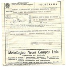 1972-Telegrama com publicidade da Metalurgica Neves Campos, Nova Iguaçu.