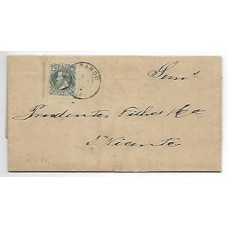 1883-Carta circulada de Rio Pardo a S.Vicente, porteada em 100Rs com selo do mesmo valor  D.Pedro Cabeça Grande carimbo de saída "Rio Pardo "batido em verde