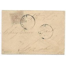 1883-Envelope  circulado de Taubaté para Santos com 100Rs D.Pedro fundo linhado, carimbo de saída "Taubaté" circular tipo comum