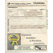 1972-Telegrama com publicidade  de Espumas ,Colchões e Plasticos ( derivados de petroleo) .