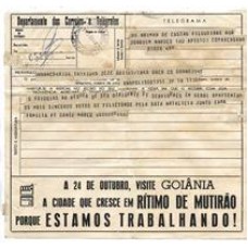 1969-Telegrama com publicidade de Goiania.