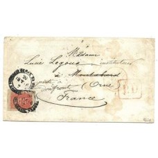1866-Envelope circulado  do Rio para França, reendereçado no destino para Donfront, com selo de 280Rs "Colorido" de acordo com o 1º porte da Convenção Brasil-França