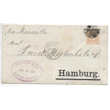 1883-Envelope circulado do Rio de Janeiro para a Alemanha porteado em 200Rs de acordo com o 1º porte internacional com selo D.Pedro "Cabeça Pequena". Peça de rara beleza