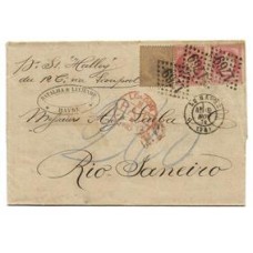 1872-Carta  da França p/ o Brasil, via Inglaterra, porteada em 2Fr,  porte maritimo de navios mercantes, 240Rs conforme Item I do Aviso Publico  p/ cartas vindas da Inglaterra fora de Convenção Postal