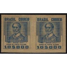 367-10$000, Tipo Conde de Porto Alegre, prova em par na cor verde, papel jornal