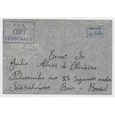 1945-Envelope circulado em 1945 da Italia para  Salvador , carimbo de censura " F.E.B.( 118) censurada", carimbo "Correio Coletor Sul".
