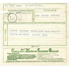 1970-Telegrama com Publicidade da Companhia União de Seguros Gerais, do Banrisul, em verde