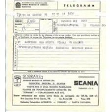 1971-Telegrama com Publicidade da Sobrave, Sociedade Brasileira de Veiculos, concessionários Scania.