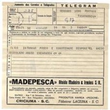 1969-Telegrama com Publicidade da MADEPESCA, empresa de peixes e frutos do mar.