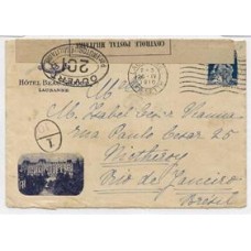 1916-Envelope circulado da França para Niteroi com etiqueta e carimbo da censura militar francesa