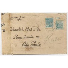 1942-Envelope circulado para S.Paulo com etiqueta e carimbo de censura " Censura Postal São Paulo"