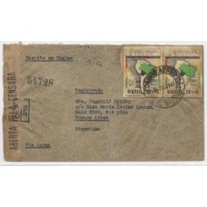 1943-Envelope do Rio de Janeiro para Buenos Aires com etiqueta e carimbo de censura do Rio de janeiro "D.F.-215"