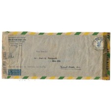 1944-Envelope circulado de São Paulo para os EUA com etiqueta e carimbo de censura "SP-443"