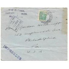 1943-Envelope circulado para os EUA com carimbo de saída da Linha da  Sorocabana e carimbo "Censura Postal - São Paulo"