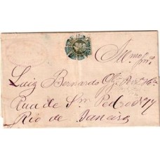 1882-Carta circulada de Tombos do Carangola para o Rio de janeiro com 100Rs D.Pedro "Cabeça Pequena",