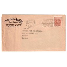 1951-Envelope circulado  do Rio de janeiro para o Parana com carimbo publicitário batido á saída em inglês e francês "Ask For Brazilian Coffe- Do Not Accept Substitute"