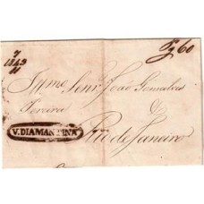1843-Carta circulada em novembro de 1843 para o Rio de Janeiro , porte manuscrito de 60Rs porque o Olho de Boi ainda não tinha chegado, carimbo de saída "V.Diamantina"