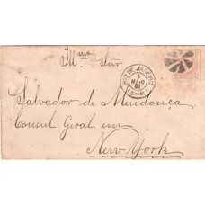 1883-Envelope circulado do Rio de Janeiro para os EUA com 200Rs D.Pedro  "Cabeça Grande" , castanho, carimbo de chegada "New York Paid All"