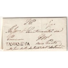 1844-Carta de Serviço Publico circulada para Ouro Preto, carimbo de saída "Tamanduá" linear sem cercadura