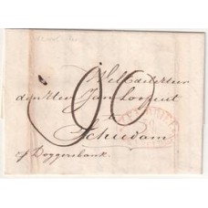 1845-Carta circulada do Rio de Janeiro para a Holanda por navio mercante, carimbo de entrada "Zee Brief den Helder" e porte de 90 dutch cents