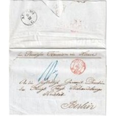 1849-Carta circulada do Rio de janeiro para Berlin por navio mercante francês até Le Havre, conforme carimbo "Outre-mer -Le Havre" em vermelho, porte lançado no destino de 10 1/4 Groshen