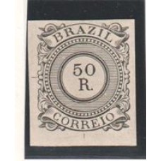 63-50Rs tipo Cifra, com ponto acima da letra "R" característica da chapa numerada como 12 nas reimpressões de 1943, em papel cartão , na cor ultramar cinza