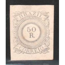 63-50Rs tipo Cifra, sem ponto acima da letra "R" característica da chapa numerada como 13 nas reimpressões de 1943, em papel cartão , na cor azul cinza claro