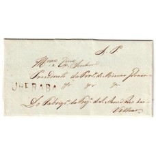 1846-Carta circulada de Santa Anna do Rio das Velhas para Ouro Preto isenta de porte com carimbo  "Uberaba" linear sem cercadura. Rara.